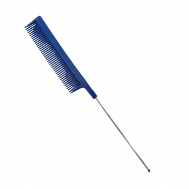 ECO MED_Red Tipped Blue Metal Tail Comb_Cosmetic World